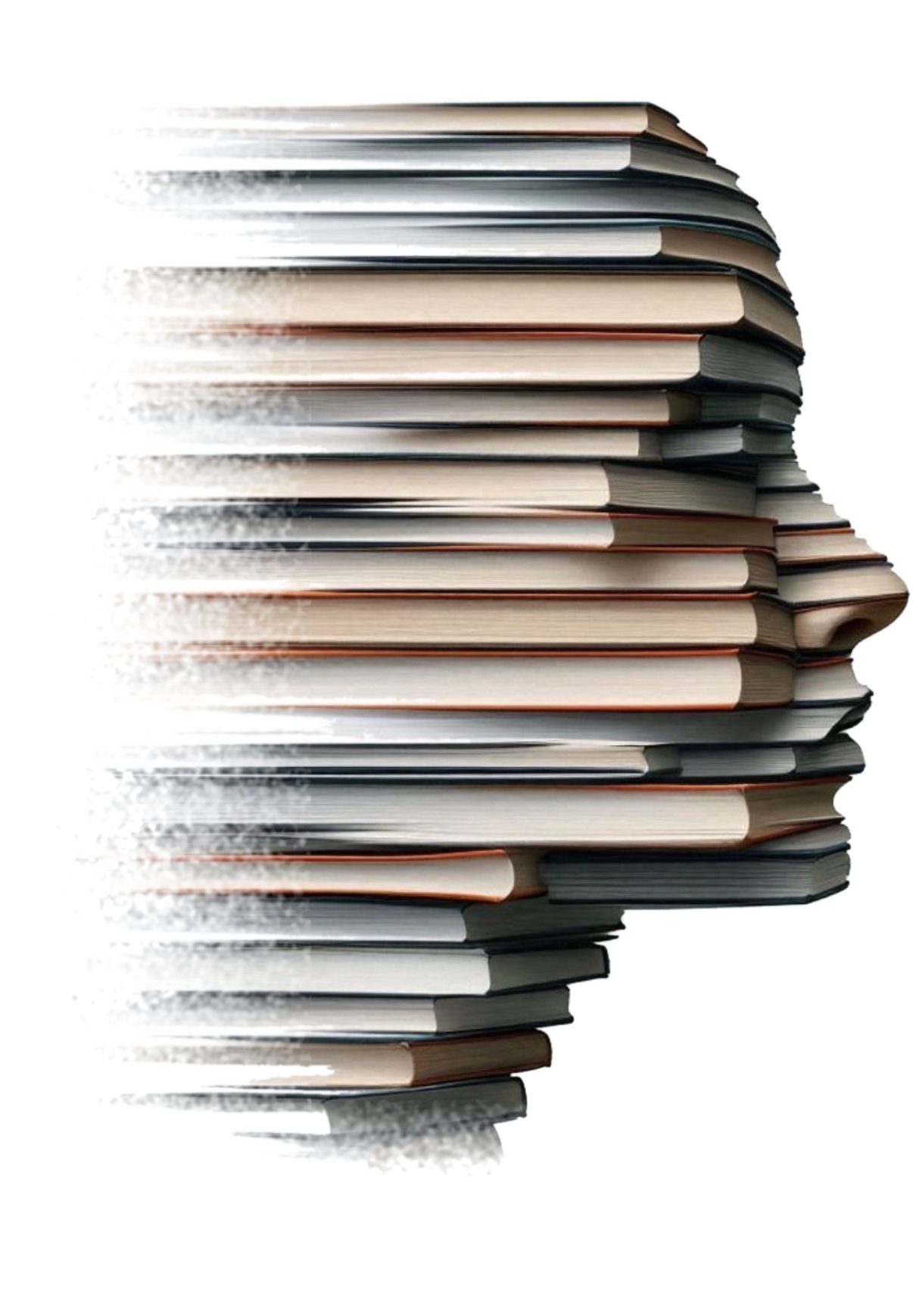 Perfil de un rostro formado por libros